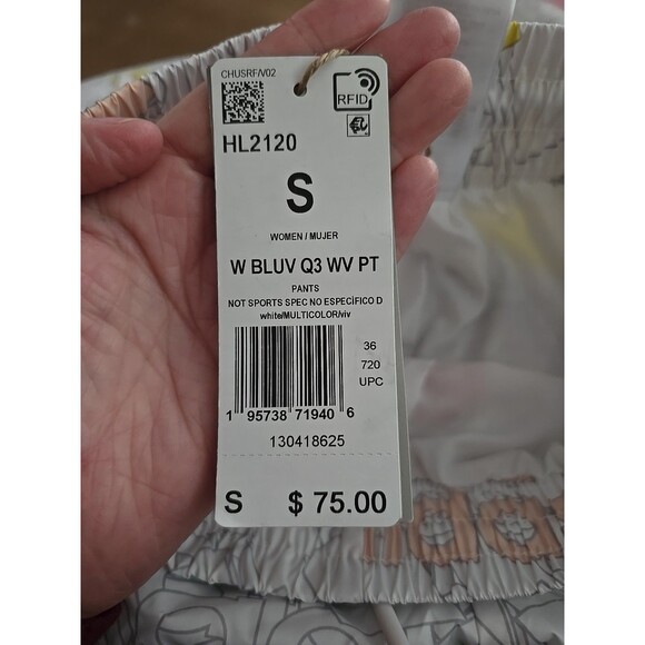 Adidas Multicolor All Over Logo Track Wind Nylon Pants Womens Size Small - Picture 3 of 6